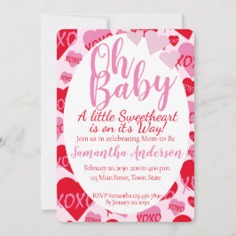 Oh Baby Rosa Red Sweethearts Baby Shower Rosa Inbjudningar