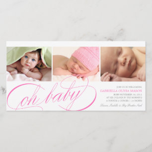 Oh Baby Rosa Script Birth Notice Meddelande