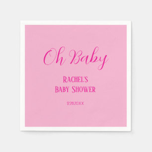 Oh Baby Rosa Script Modern Cute Girl Baby Shower Pappersservett