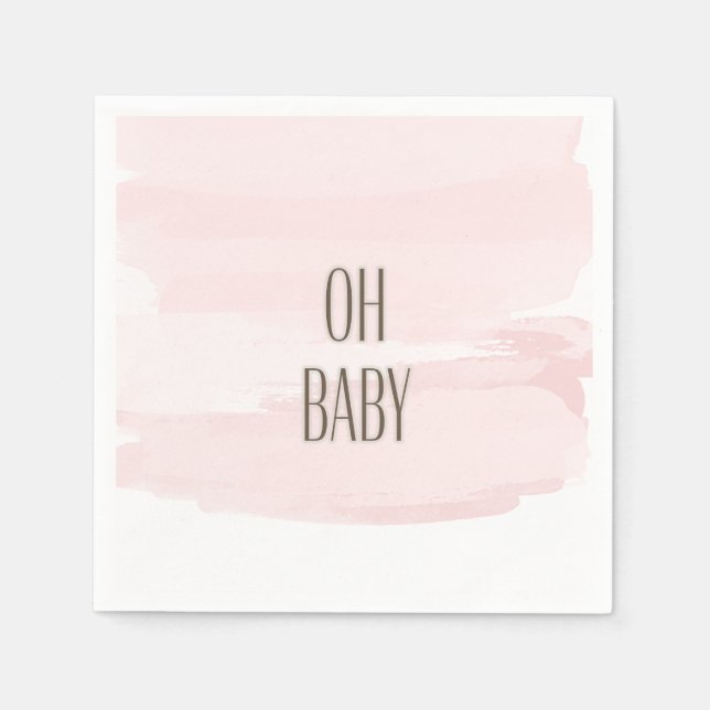 Oh Baby Rosa Stänk Baby Shower Napkins Pappersservett (Framsidan)