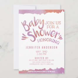 Oh Baby Rosa Watercolor Baby Shower Inbjudningar