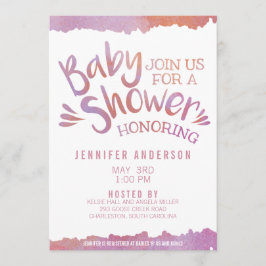 Oh Baby Rosa Watercolor Baby Shower Inbjudningar