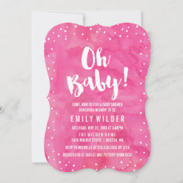 Oh Baby Rosa Watercolor Baby Shower Inbjudningar