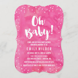Oh Baby Rosa Watercolor Baby Shower Inbjudningar