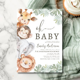 Oh Baby Safari Animal Boy's Baby Shower Inbjudningar