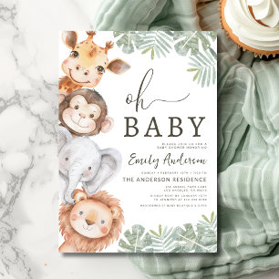 Oh Baby Safari Animal Boy's Baby Shower Inbjudningar