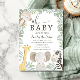 Oh Baby Safari Animal Boy's Baby Shower Inbjudningar