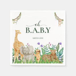 Oh baby Safari Animal Jungle Grönt Baby Shower Pappersservett