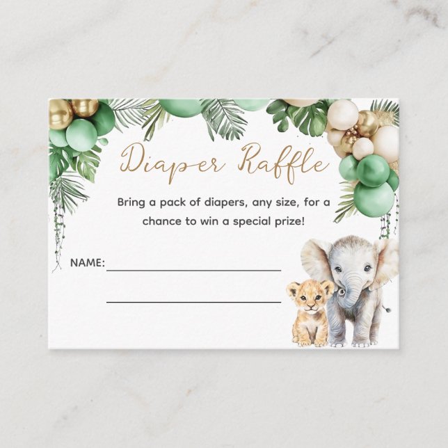 Oh Baby Safari Animal Jungle Grönt Baby Shower Tilläggskort (Framsida)