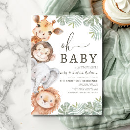 Oh Baby Safari Animal Par Baby Shower Inbjudningar