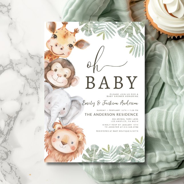 Oh Baby Safari Animal Par Baby Shower Inbjudningar (Skapare uppladdad)