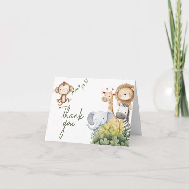 Oh Baby Safari Animals Baby Shower Tack Kort (Framsida)