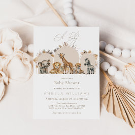 Oh Baby Safari Animals Boho Baby Shower Inbjudningar