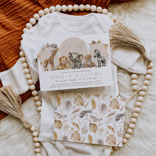 Oh Baby Safari Animals Boho Baby Shower Inbjudningar
