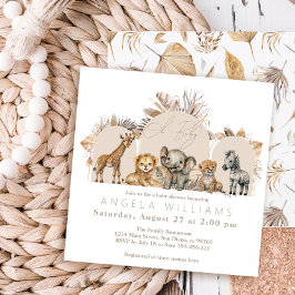 Oh Baby Safari Animals Boho Baby Shower Inbjudningar