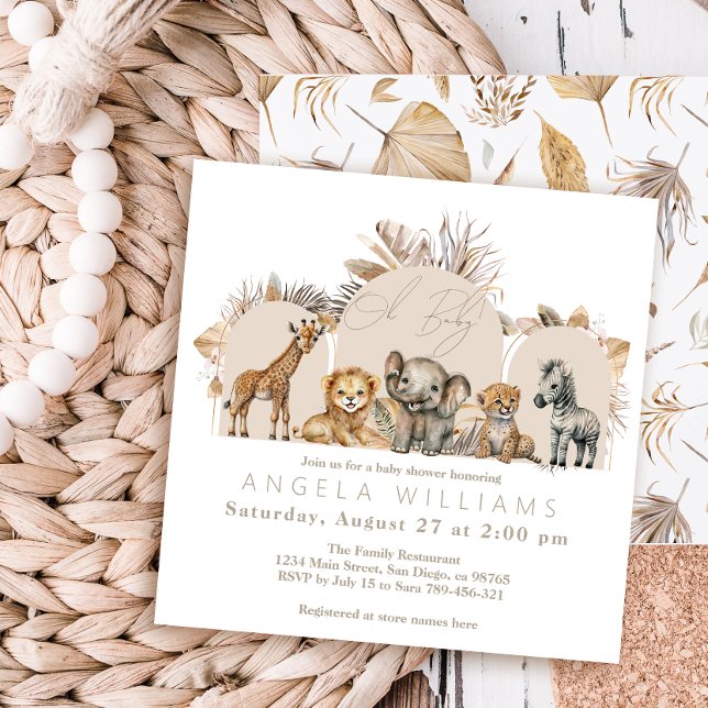 Oh Baby Safari Animals Boho Baby Shower Inbjudningar (Skapare uppladdad)