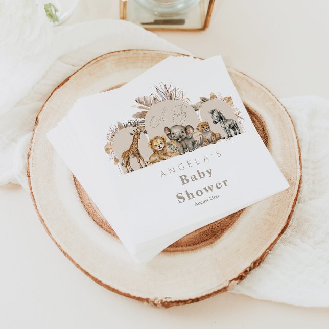 Oh Baby Safari Animals Boho Baby Shower Pappersservett (Skapare uppladdad)