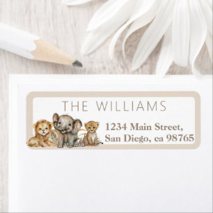 Oh Baby Safari Animals Boho Baby Shower Returadress Etikett