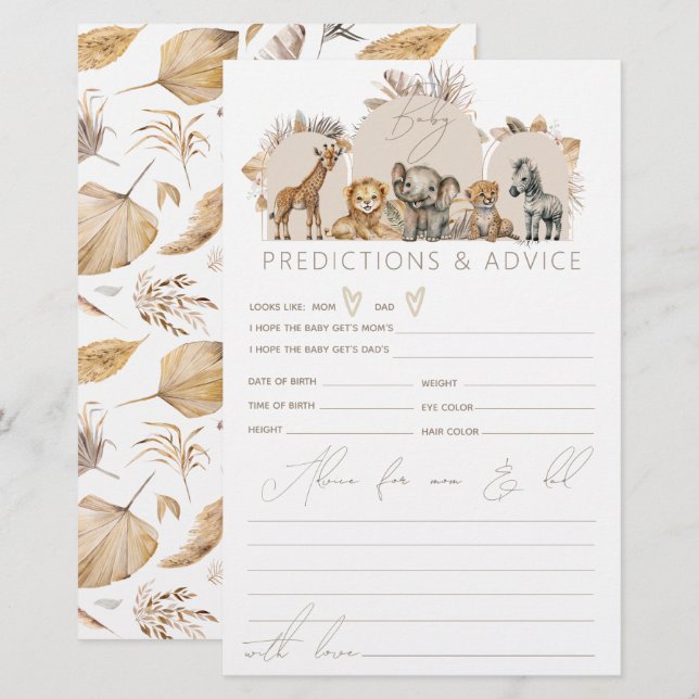 Oh Baby Safari Animals Boho Baby Shower-spel (Fram/baksida)