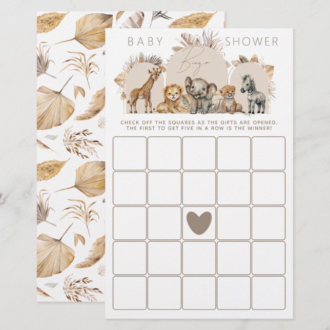 Oh Baby Safari Animals Boho Baby Shower-spel (Fram/baksida)