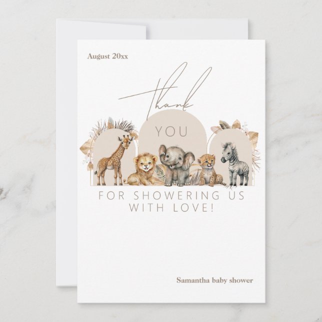 Oh Baby Safari Animals Boho Baby Shower Tack Kort (Framsida)