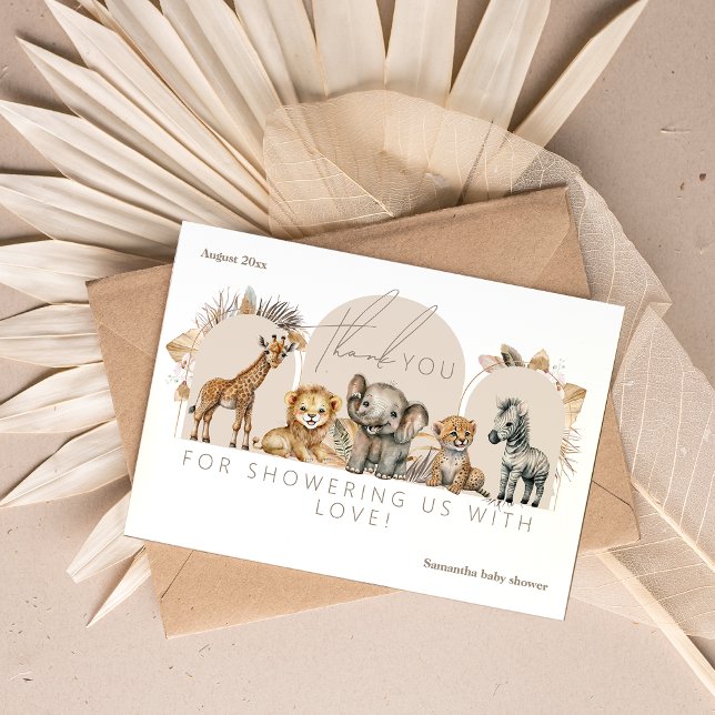 Oh Baby Safari Animals Boho Baby Shower Tack Kort (Skapare uppladdad)