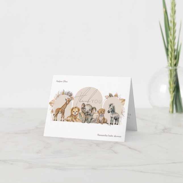 Oh Baby Safari Animals Boho Baby Shower Tack Kort (Framsida)
