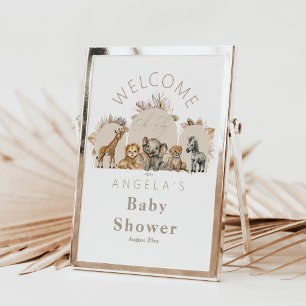 Oh Baby Safari Animals Boho Baby Shower Välkommen Poster