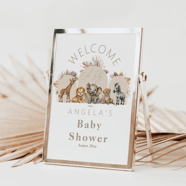 Oh Baby Safari Animals Boho Baby Shower Välkommen Poster (Skapare uppladdad)