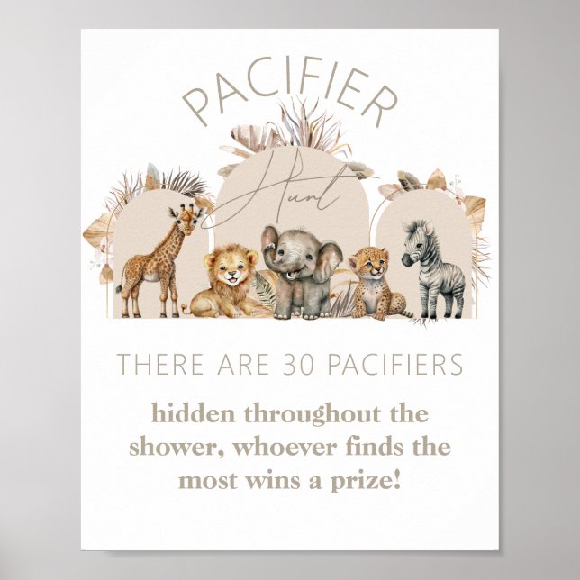 Oh Baby Safari Animals Boho Shower Nappar Hunt Poster (Framsidan)