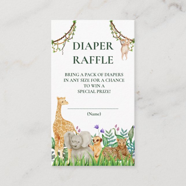 Oh Baby Safari Jungle Baby Shower Diaper Raffle Tilläggskort (Framsida)