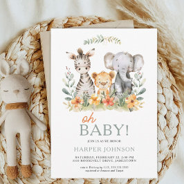 Oh Baby Safari Vild 1 babyutsändning inbjuden till Inbjudningar