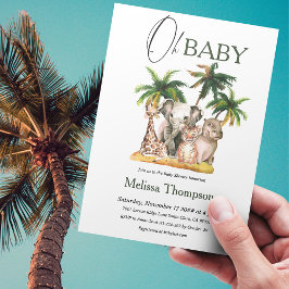 Oh Baby Safari Vilda djur Tropical Baby Shower Inbjudningar