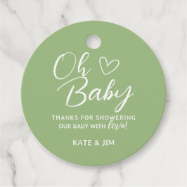 Oh Baby Sage Grönt Baby Shower Tack Message Gåvor Etiketter