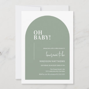Oh Baby Sage Grönt Minimal Arch Baby Shower Inbjudningar