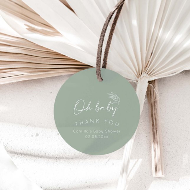 Oh Baby Sage Grönt Modern Baby Shower Gåvor Etiketter (Skapare uppladdad)