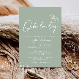 Oh Baby Sage Grönt Modern Baby Shower Inbjudningar
