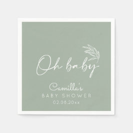 Oh Baby Sage Grönt Modern Baby Shower Pappersservett