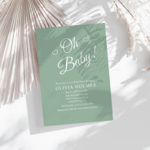 "Oh Baby" Sage Grönt Modern minimalist Baby Shower
