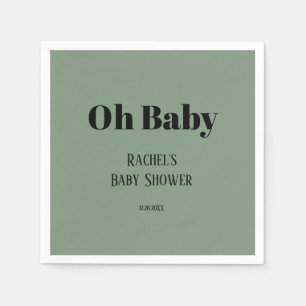 Oh Baby Sage Grönt Script Bold Modern Baby Shower Pappersservett