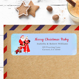 Oh Baby Santa & Mrs Claus Baby Shower Adress Returadress Etikett