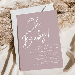 Oh Baby Script Dusty Lila minimalist Baby Shower Inbjudningar