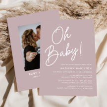 Oh Baby Script Dusty Lila Photo Baby Shower