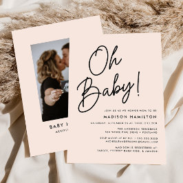 Oh Baby Script Rosé Minimalistisk Baby Shower-fest Inbjudningar