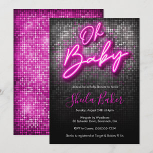 Oh Baby Shimmer Neon Baby Shower-inbjudan Inbjudningar