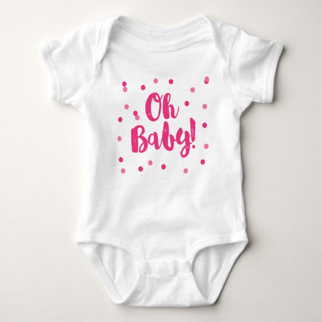 Oh Baby | Shock rosa Konfetti-punkter Tee (Framsida)
