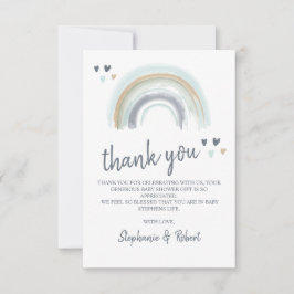 Oh Baby Shower Blue Boho Rainbow Tack Kort