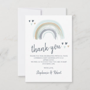 Oh Baby Shower Blue Boho Rainbow Tack Kort