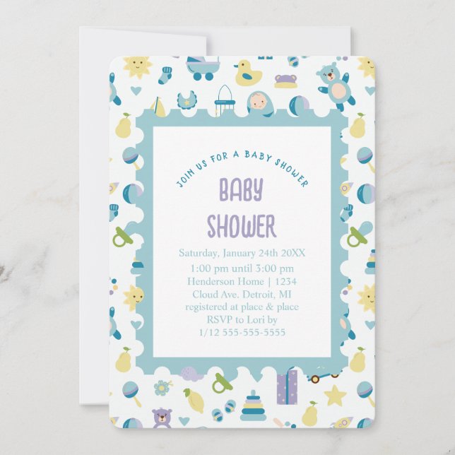 Oh Baby Shower Blue-inbjudan Inbjudningar (Framsida)