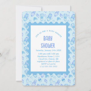 Oh Baby Shower Blue-inbjudan Inbjudningar